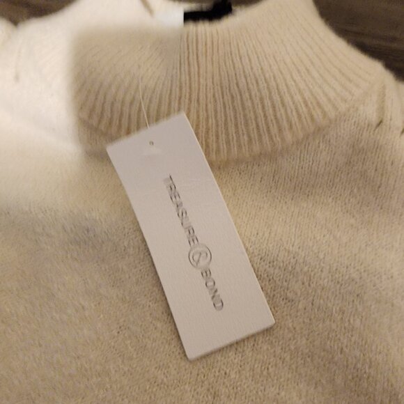 Treasure & Bond Rib Detail Mock Neck Sweater NWT Ivory XS - Picture 7 of 9